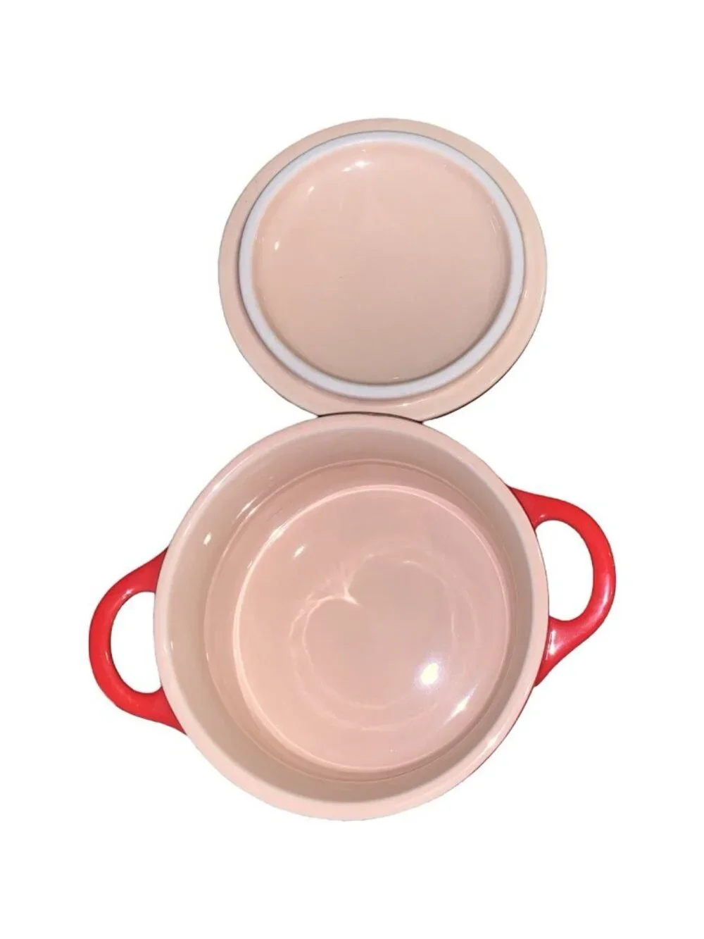 Le Creuset Petite Round Casserole Mini Cocotte Cerise Red Baking Dish 8 Oz W/lid